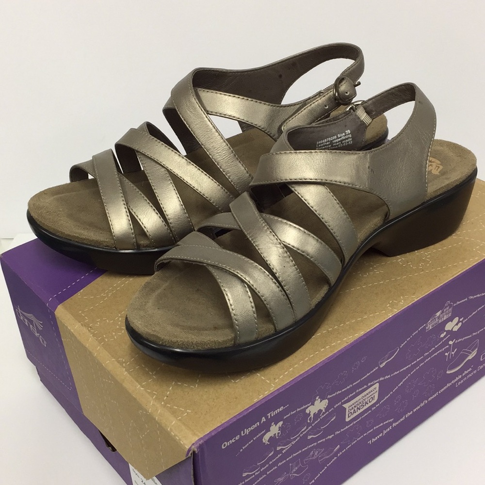 Dansko Dani metallic leather pewter sandals